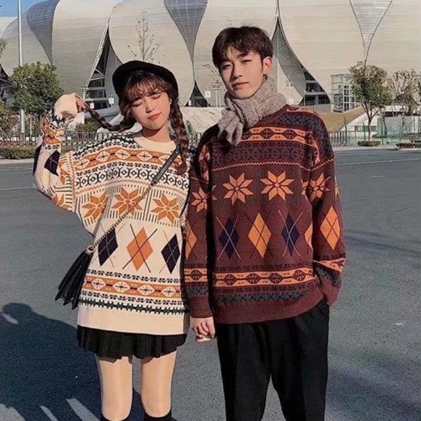 Áo Sweater Dệt Kim Dáng Rộng Phong Cách Hàn Quốc Cho Cặp Đôi Size M-2XL