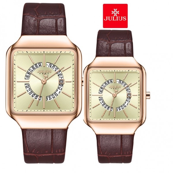 Đồng hồ đôi đồng hồ cặp Julius Ja-1392 dây da