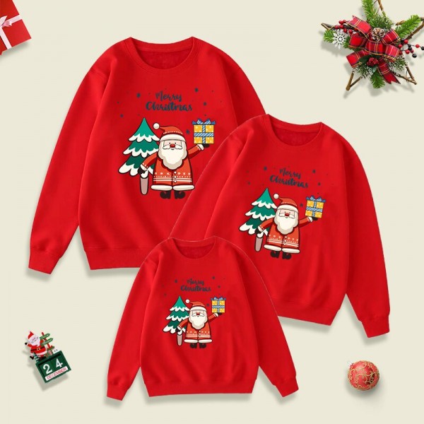 Áo gia đình Noel HappyFamily - Áo Sweater gia đình Ông Già Noel Merry Christmas nỉ da cá Cotton 3 màu Trắng Đen Đỏ