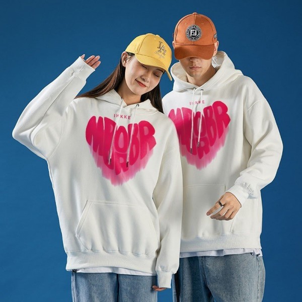 Áo Hoodie Cặp Đôi Nam Nữ Mặc Cùng Người Yêu In 5D Hình Trái Tim, Áo Sweater Cặp Đôi Chất Nỉ Ngoại Đẹp