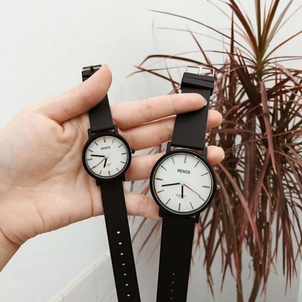 Đồng hồ cặp đôi nam nữ Geneva dây cao su mặt kính cong độc đáo chính hãng