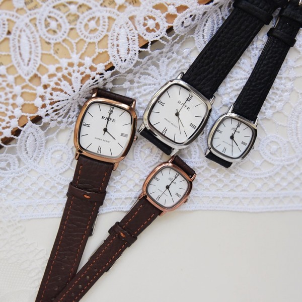 Đồng hồ cặp đôi nam nữ chính hãng RATE TD5 dây da cao cấp mặt vuông thời trang phong cách hàn quốc đẹp giá rẻ