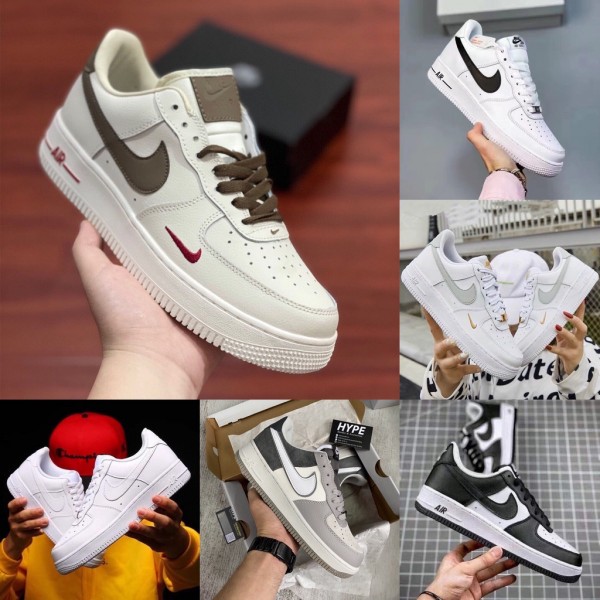 Giày sneaker AF1 trắng vạch nâu Hot trend nam nữ, Giày FORCE 1 trắng nâu dùng đi học,tập gym,chạy bộ