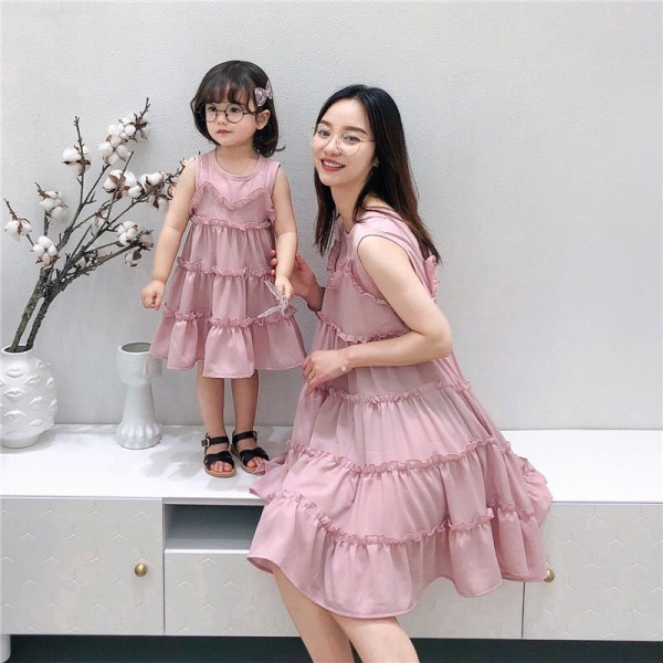 Váy hồng đôi mẹ và bé MB1